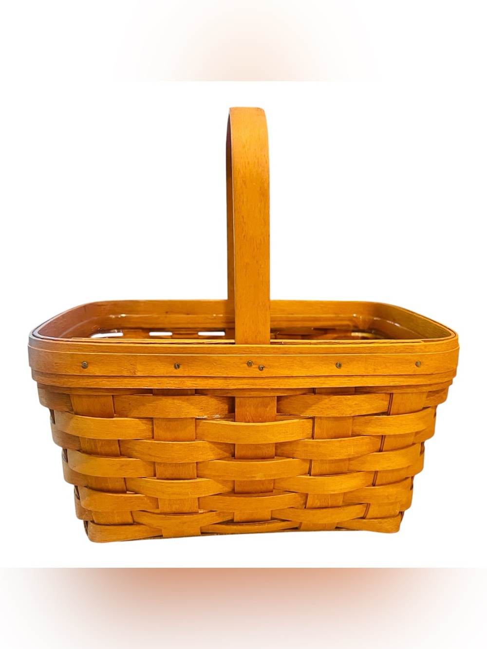 1994 Longaberger Medium Market Basket Handwoven Rectangle Wood Handle USA